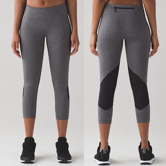 lululemon athletica Pants - Lululemon Pace Rival Crop 19" Mid Rise Leggings Heathered Black Slate Sz 6